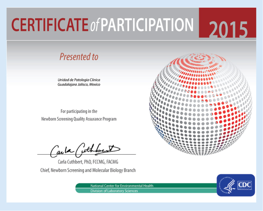 Certificado por el Programa de Aseguramiento de la Calidad del CDC, Atlanta, GA, USA. Certificado por el Programa de Aseguramiento de la Calidad del CDC, Atlanta, GA, USA.